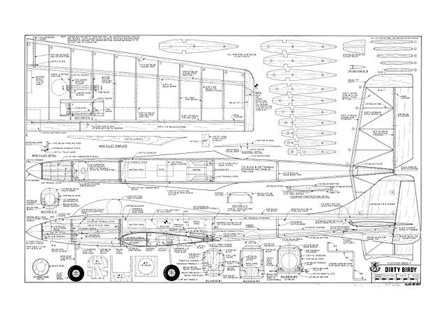 Dirty Birdy 60 Pattern 65" Wingspan RC Model Airplane Printed Plans & Templates