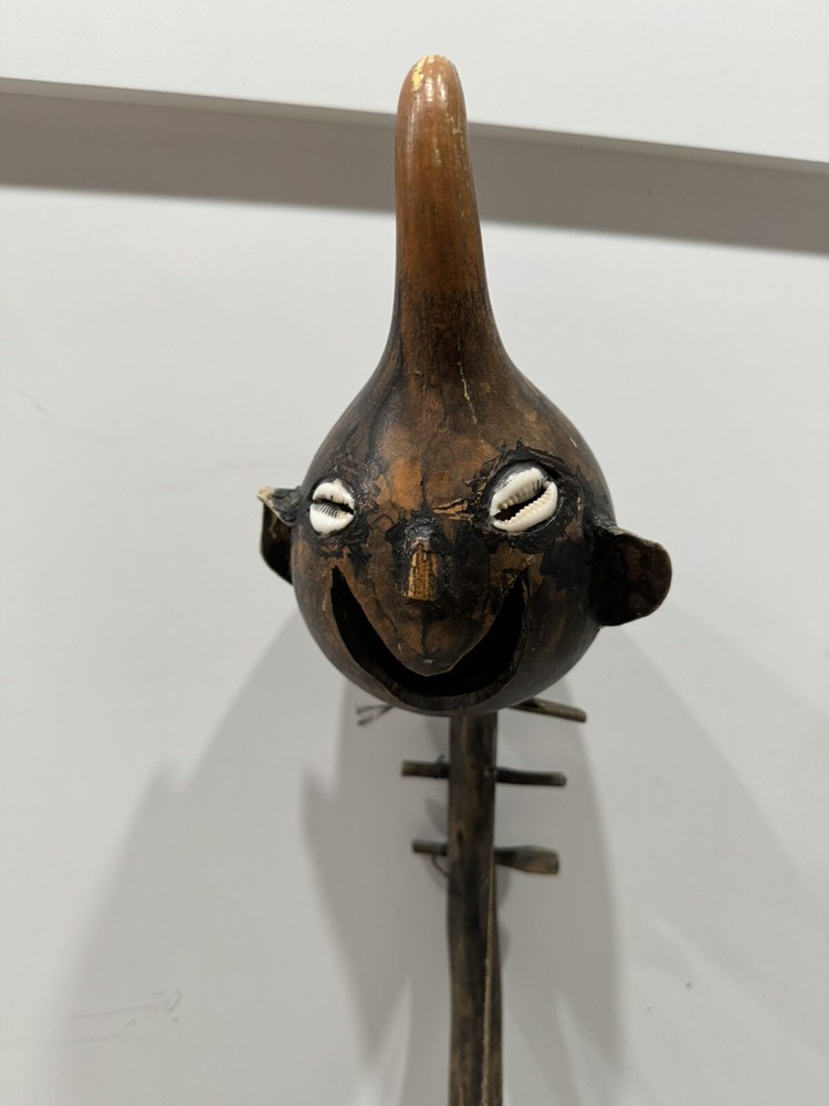 Antique Handmade African String Instrument 3-string Gourd Head Guitar