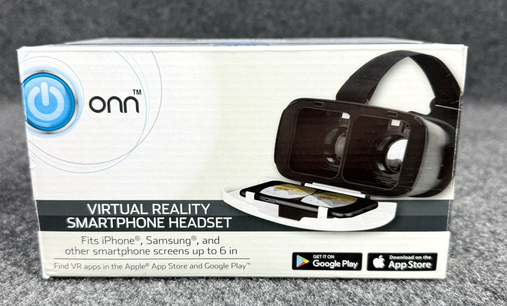 ONN White Virtual Reality VR Smartphone Headset for Apple or Android Black White
