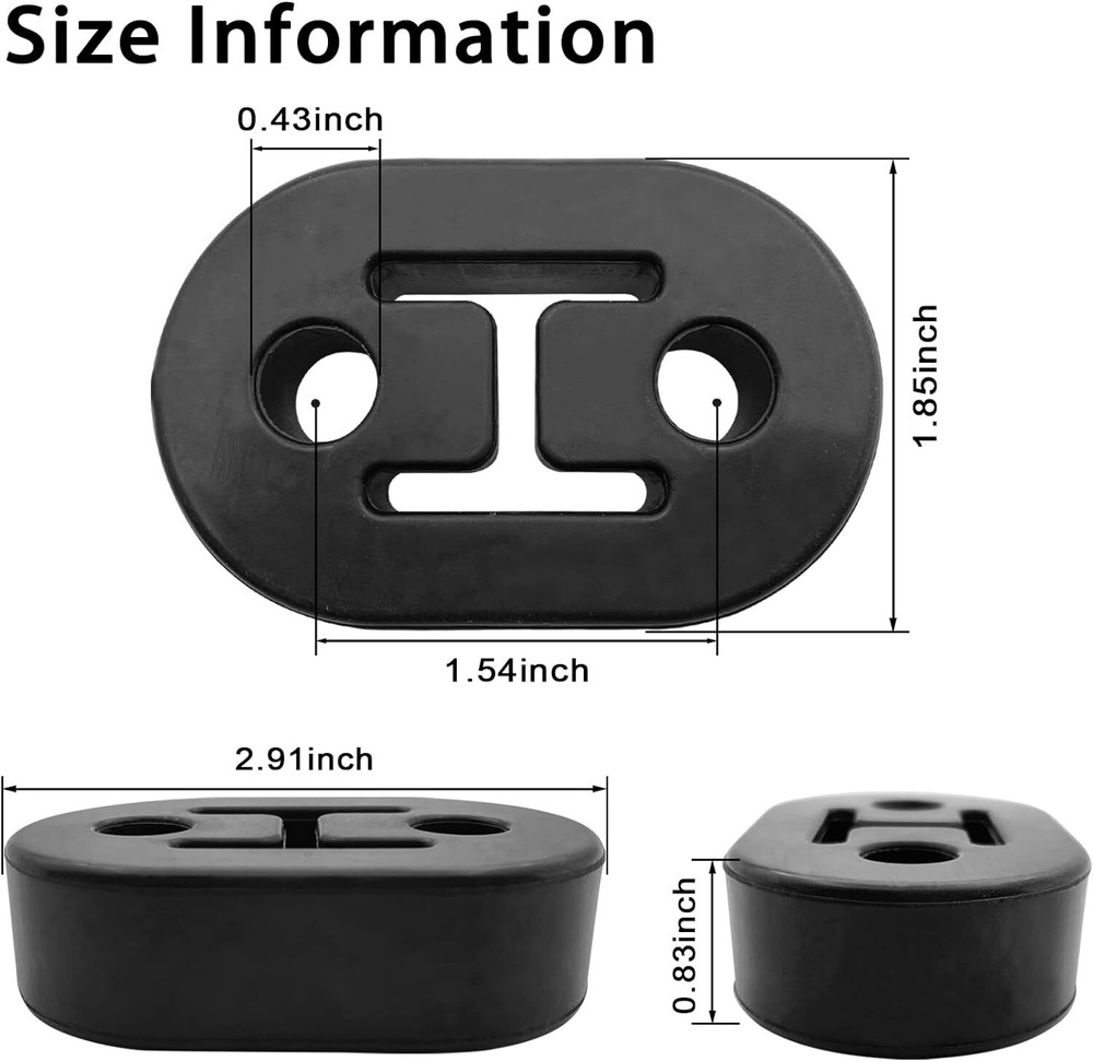 2pcs Mount Bracket Duty Rubber 2 Hole Exhaust Hanger Tail Pipe Bushing Insulator