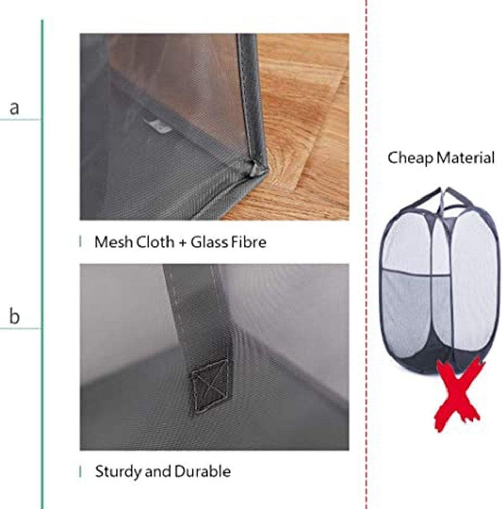 Pop Up Laundry Baskets - Mesh Collapsible Laundry Hampers Storage with Handle -