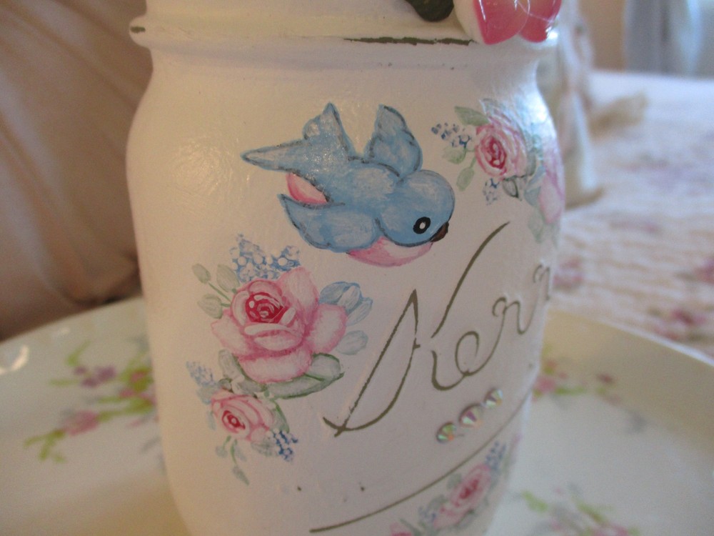 Shabby Chic Style Hand Painted Kerr Jar
