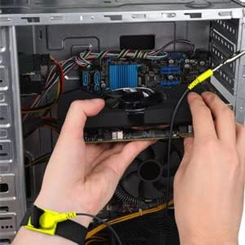 Anti-Static Adjustable Grounding Wrist Strap Components Black, Yellow