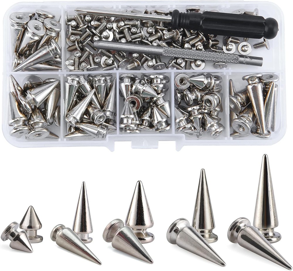 YORANYO 70 Sets Mixed Shape Spikes and Studs Tree 70Pcs, Silver