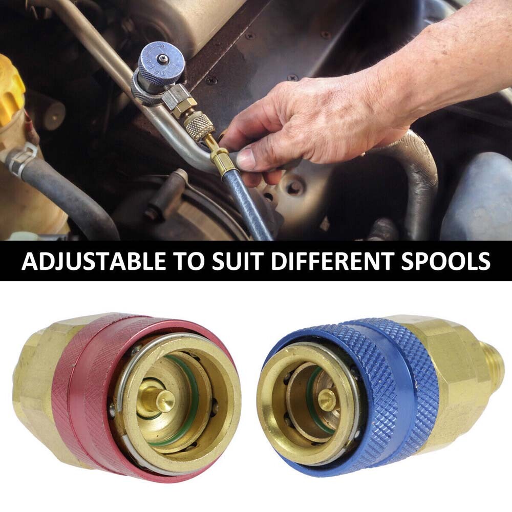 A/C Quick Coupler Adapter Adjustable High Low Side AC HVAC Freon Conversion Kit