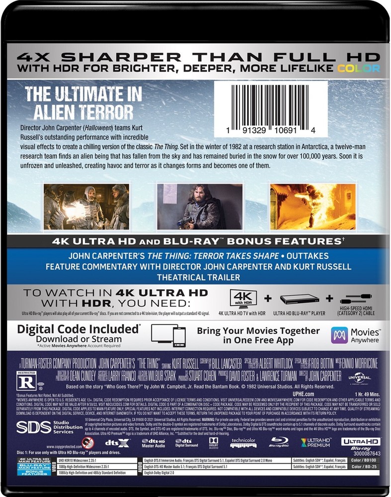 The Thing 4K UHD Blu-ray Kurt Russell NEW