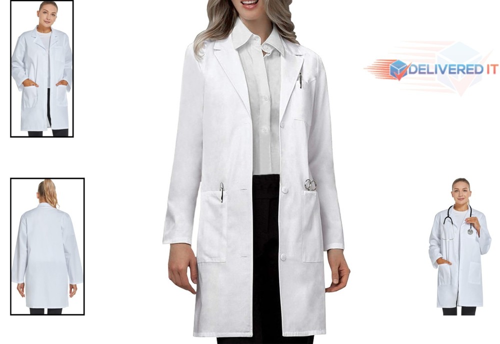 Professional Lab Coat Unisex Polyester Size S Modern Design Multi-Use