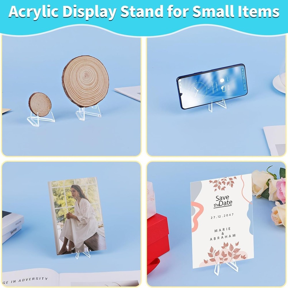 Mini Triangular Acrylic Easel Stands for Cards & Collectibles - 20 Pack