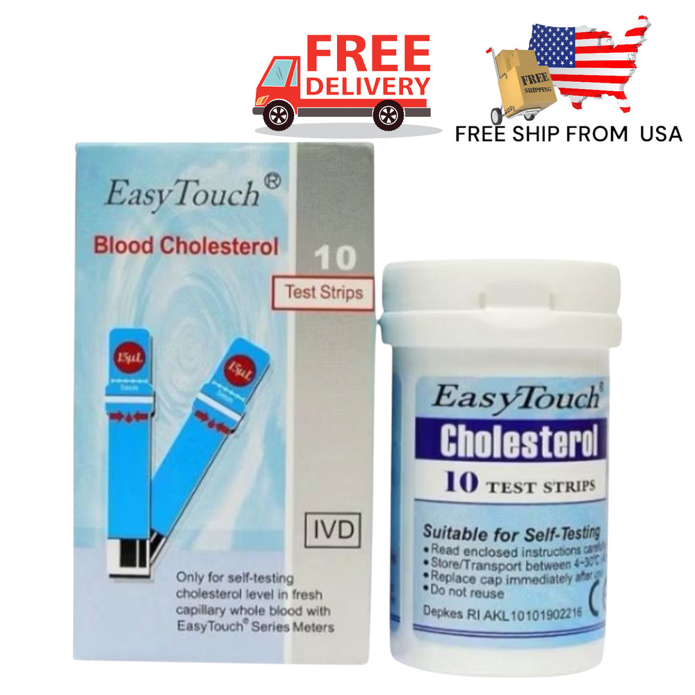 Easy Touch Test Strips For BLOOD CHOLESTEROL Level Check (10 Test Strips)