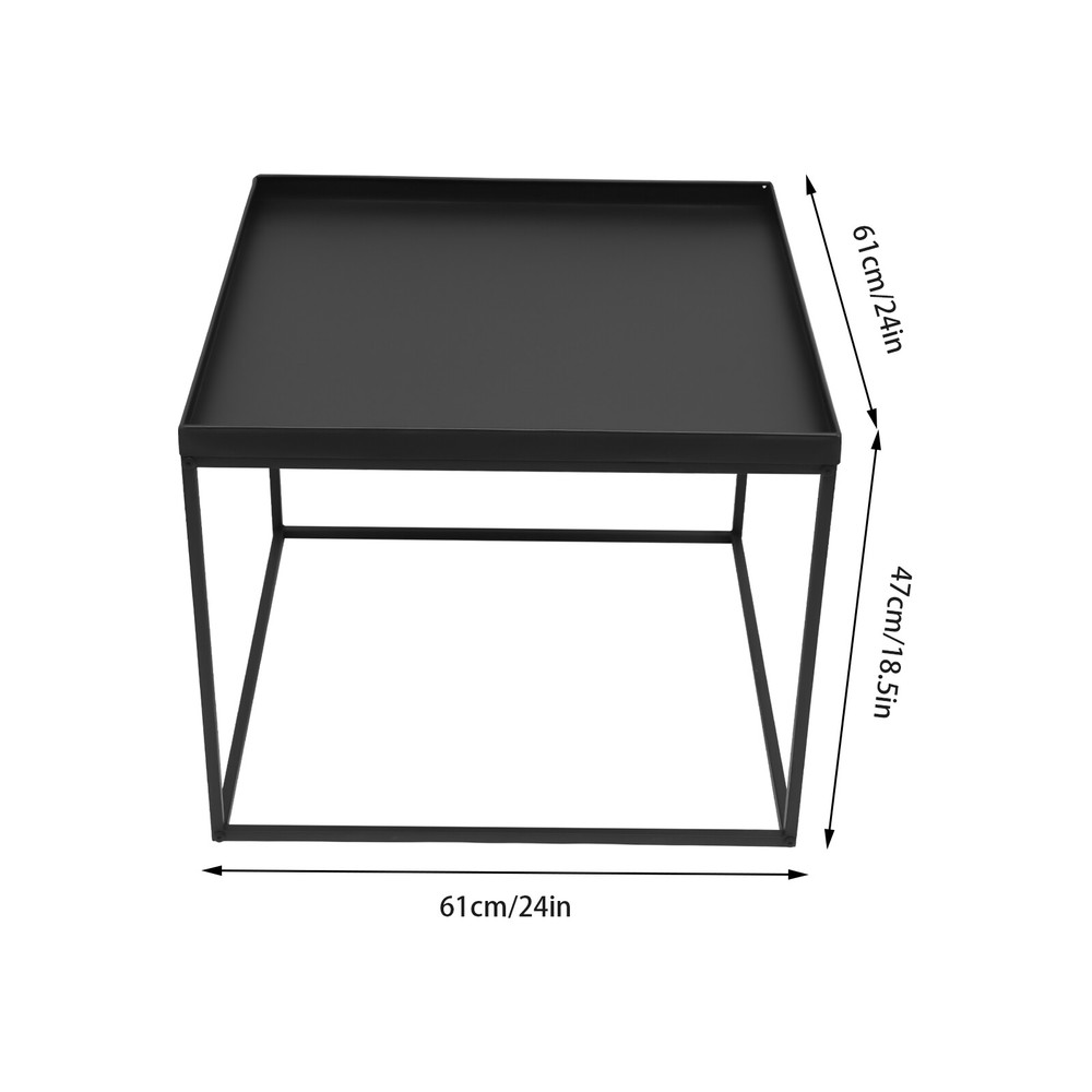 24" Square Table Metal Frame Table Portable Office Side End Table Camping Table