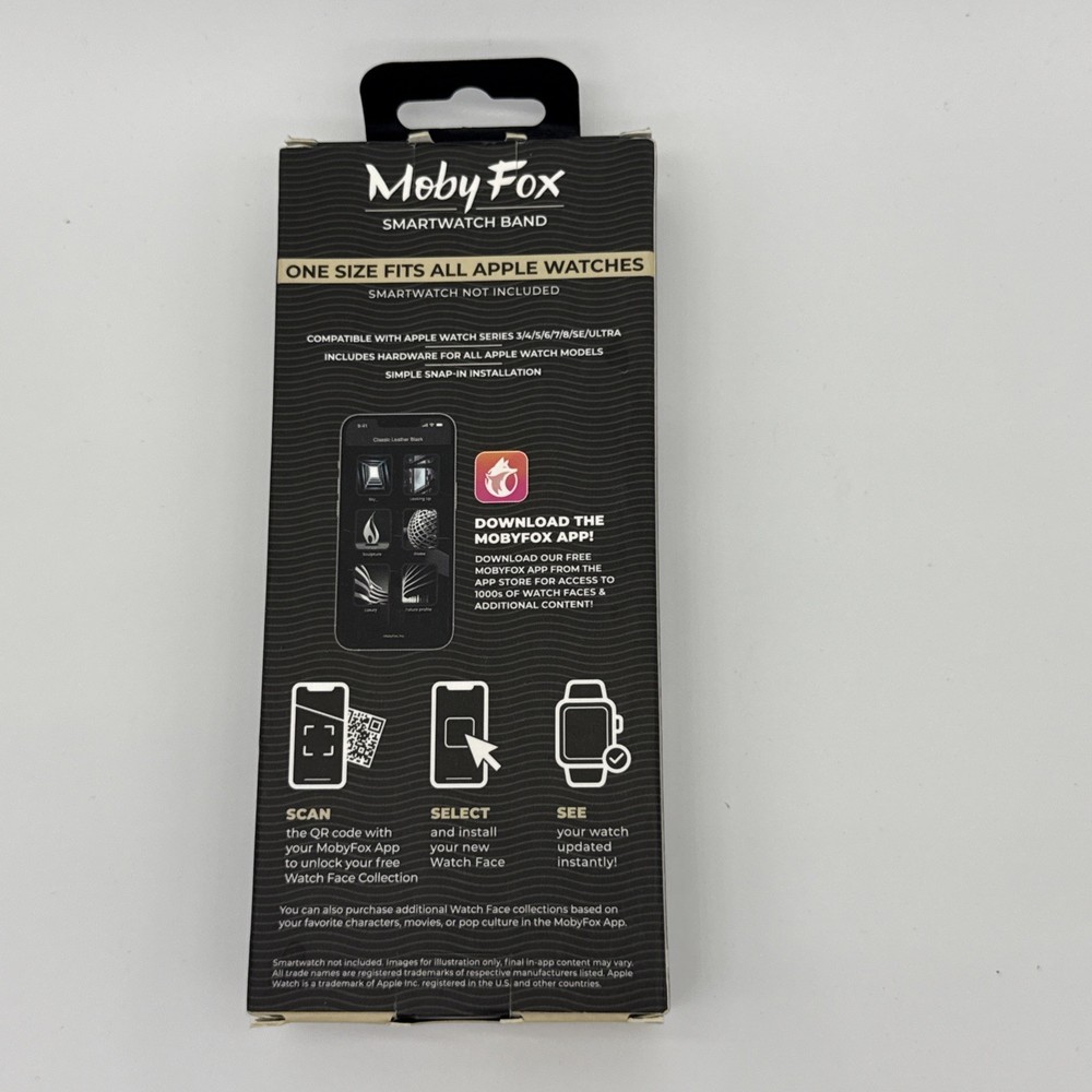 MobyFox Classic Leather Band Genuine Stitching Black