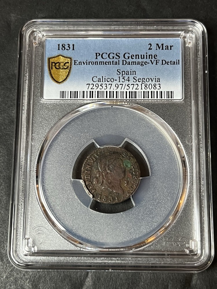 1831 Spain 2 Maravedis Pcgs