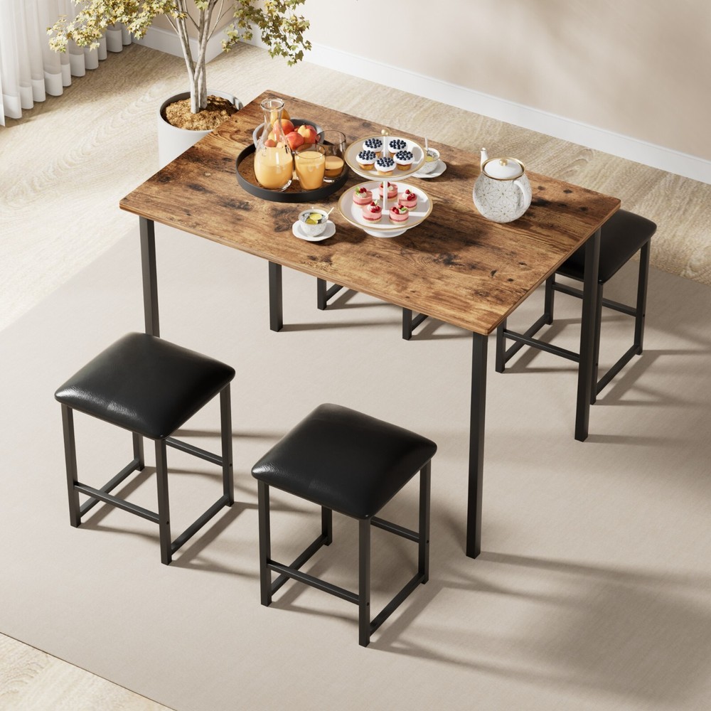 Dining Table Set for 4 Small Space Kitchen Breakfast Table Chairs Set, 4 Stools