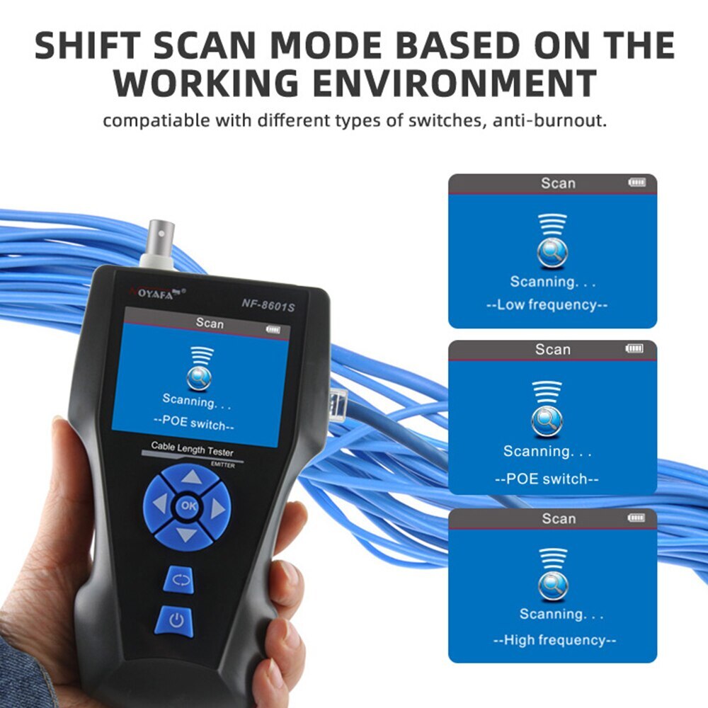 Network Cable Tester PoE/PING/Port Flash Function Voltage Wiremap Detector