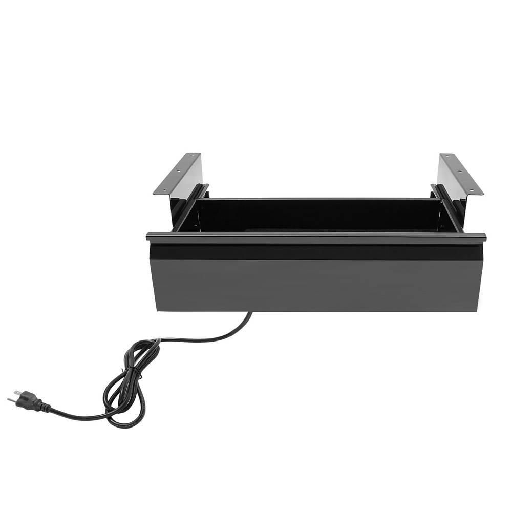 Under Desk Mounted Sliding Pull-out Storage Drawer with Built-in Power Strip