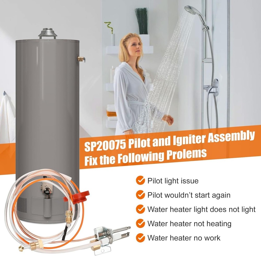 Upgraded Pilot and Igniter Assembly for Rheem Water Heaters - Fast & Easy Ins...
