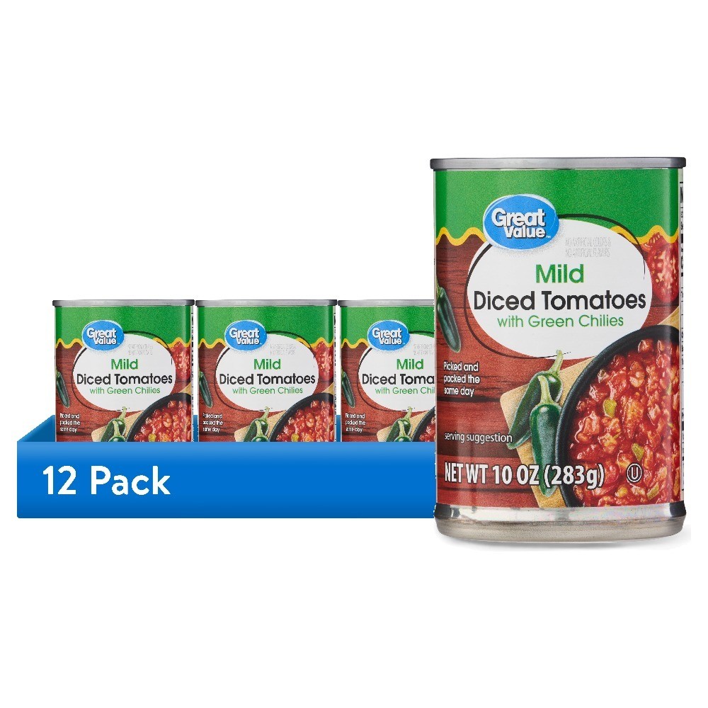 (12 pack) Mild Diced Tomatoes with Green Chilies, 10 oz