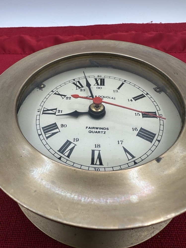 Vintage Emory & Douglas Co. Fairwinds Quartz Nautical Maritime Clock Solid Brass