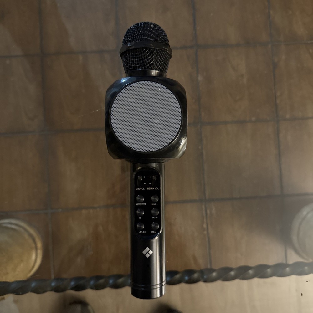 Tech Solutions LED Bluetooth Karaoke Studio Wireless Mic With Speaker Black