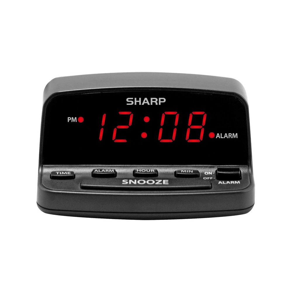 Sharp Digital Alarm Clock with Keyboard Controls - Black