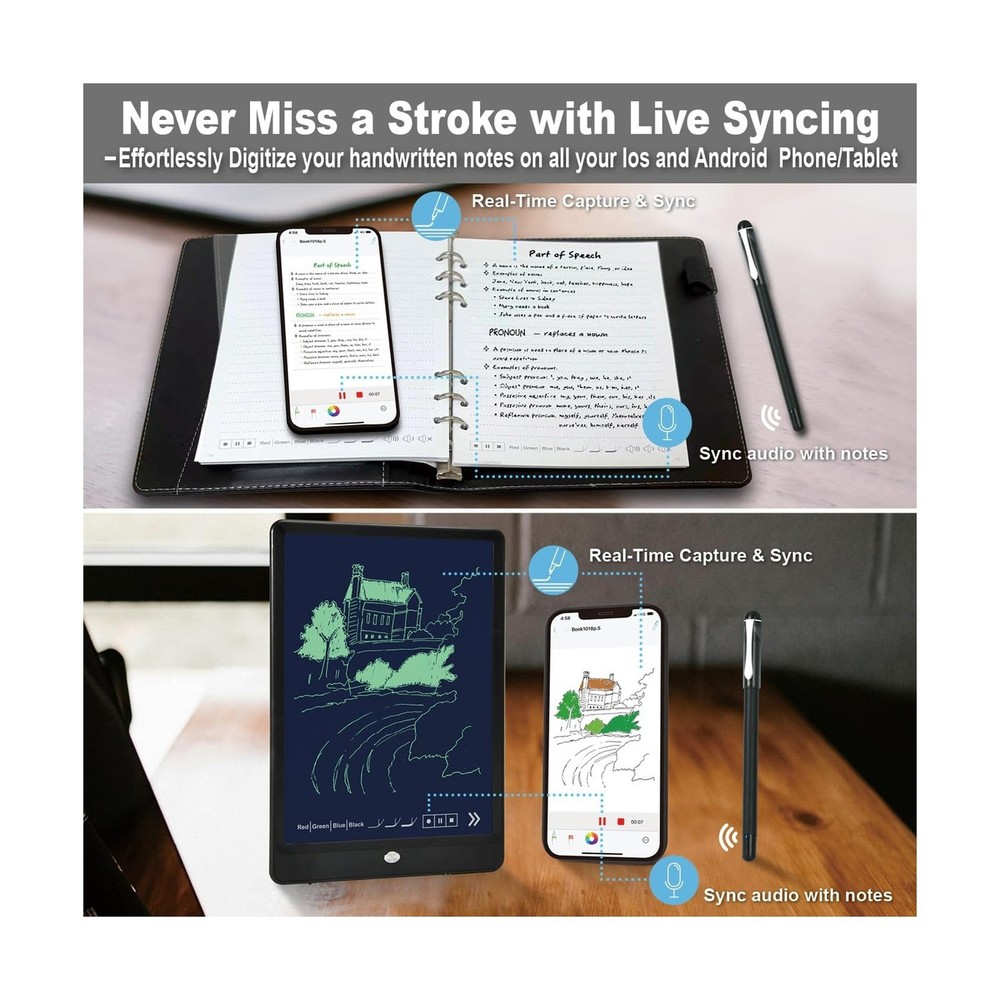 Smart Pen for Note Taking Set Real-Time Paper-to-Digital, Smart Digital Noteb...