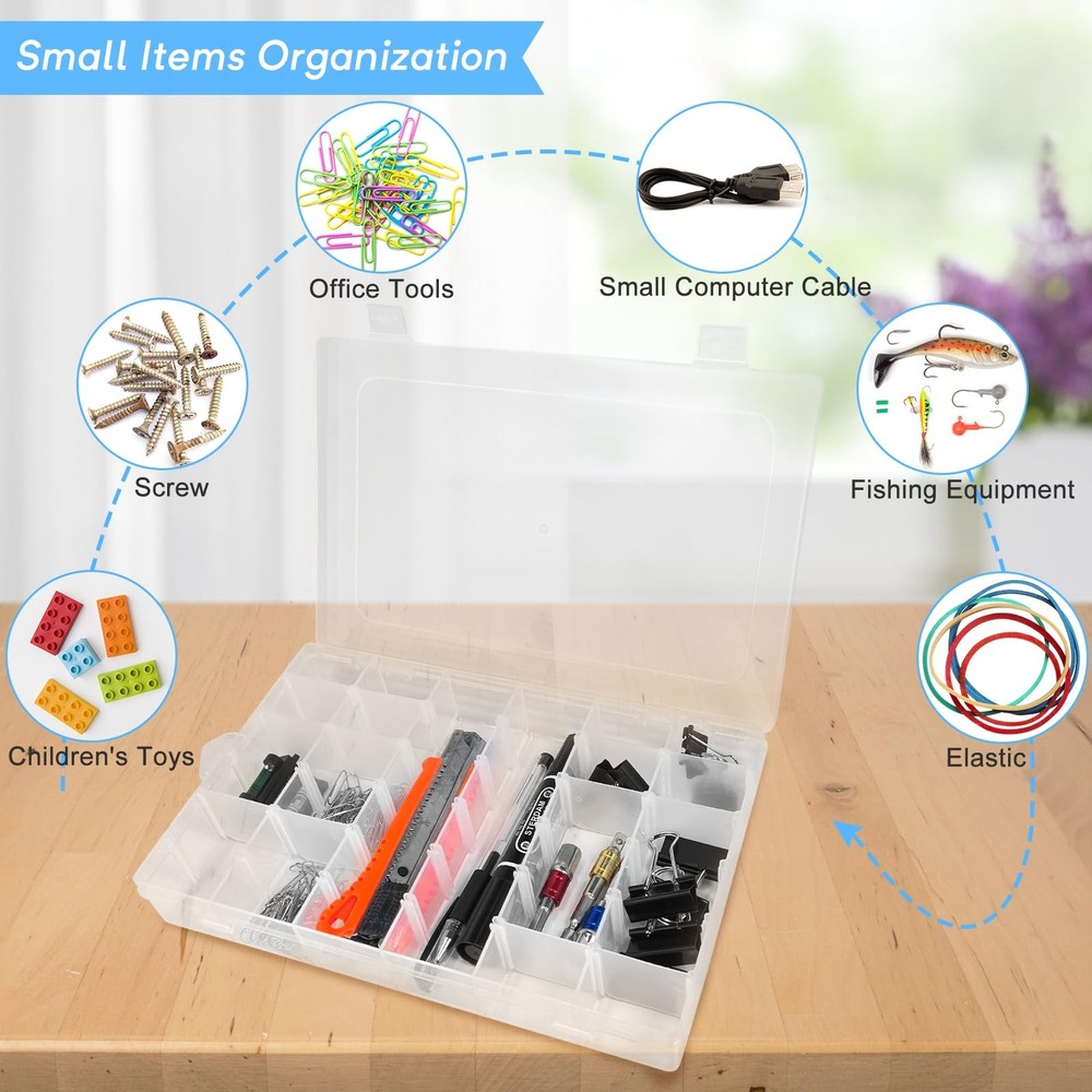 Guyuyii 4 Pack 36-Grid Plastic Clear Organizer 4 36 Compartments, White