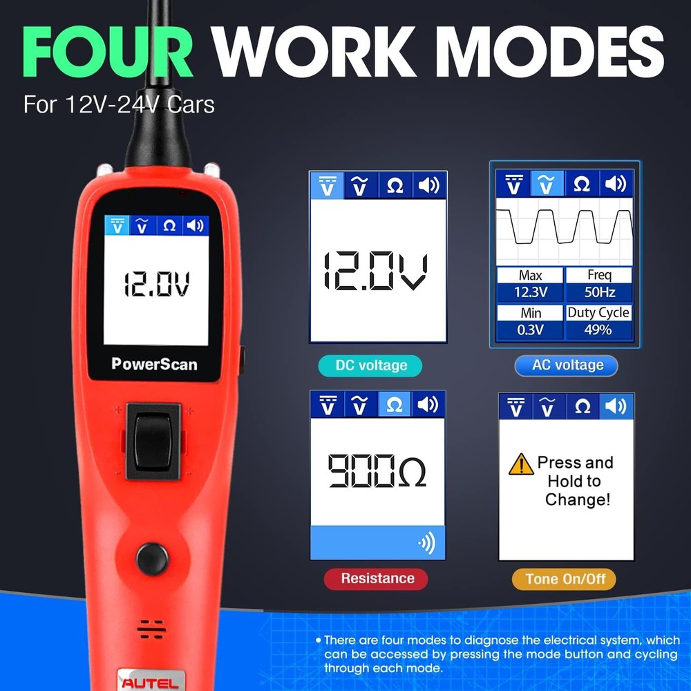 Autel PowerScan PS100 Diagnostic Tool Electrical System 12/24V Circuit Test Lead
