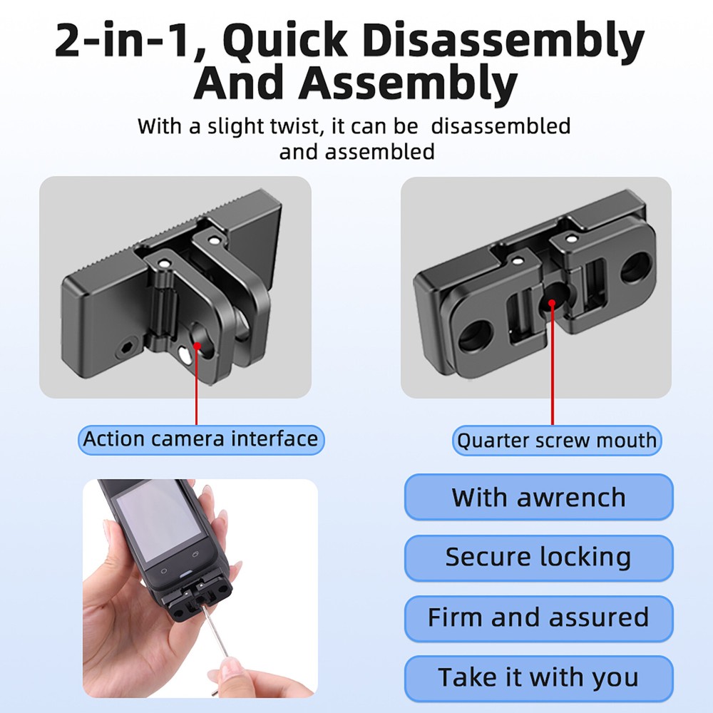 For Insta360 X4 Camera Foldable Quick Release Adapter Mount Accessory Black