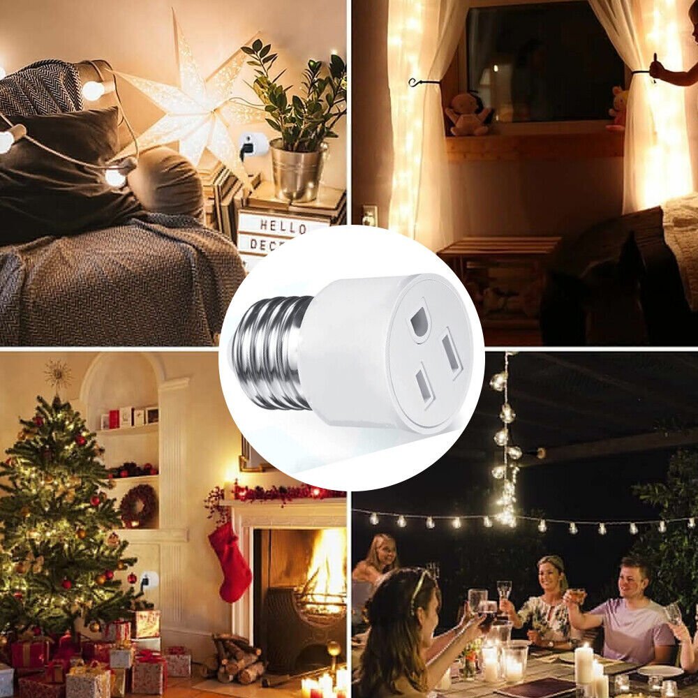 E26/E27 Light Socket to Plug Adapter 2/3 Prong Light Bulb Socket Adapter Outlet