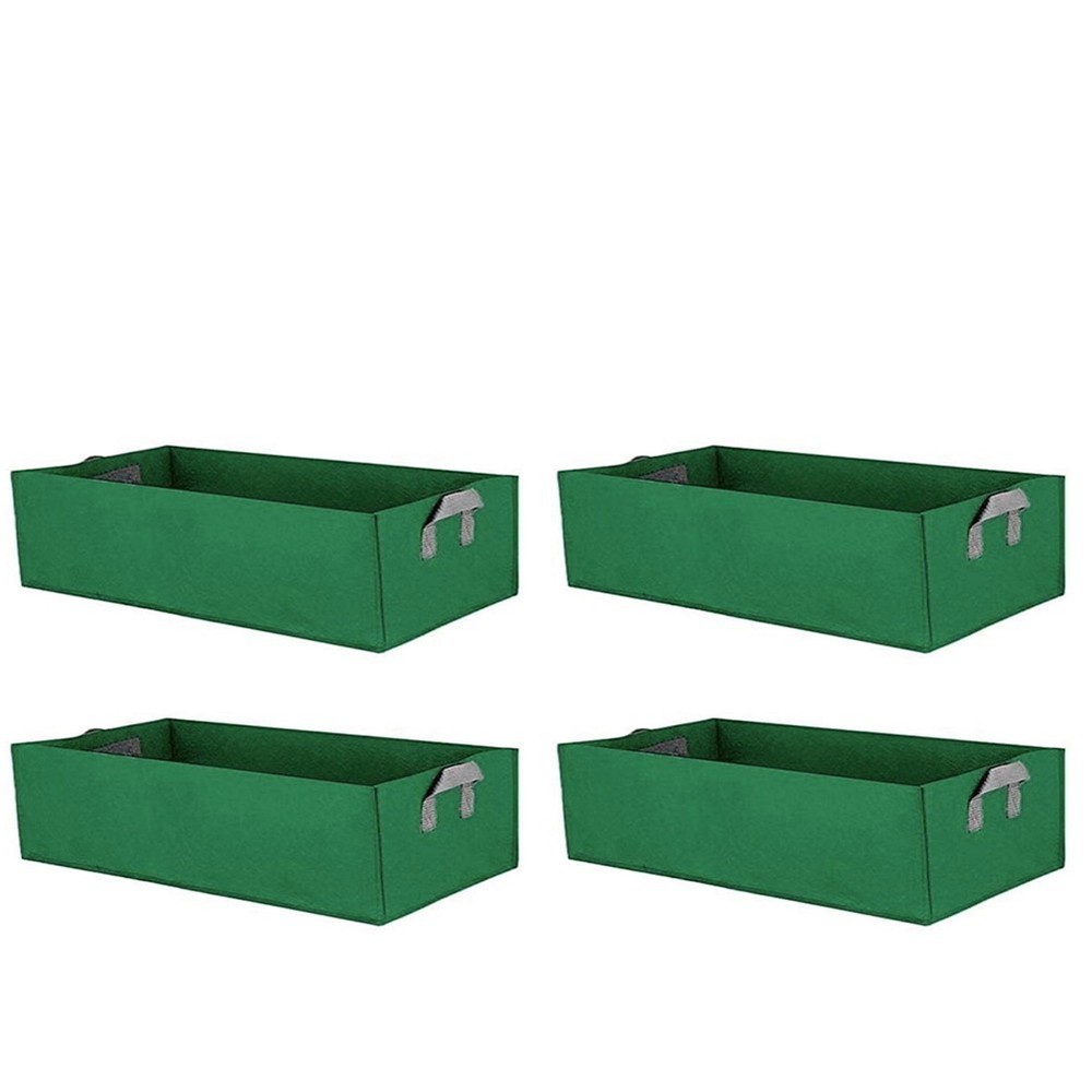 4Pcs Rectangular Planting Bags for Various Gardening Applications Green