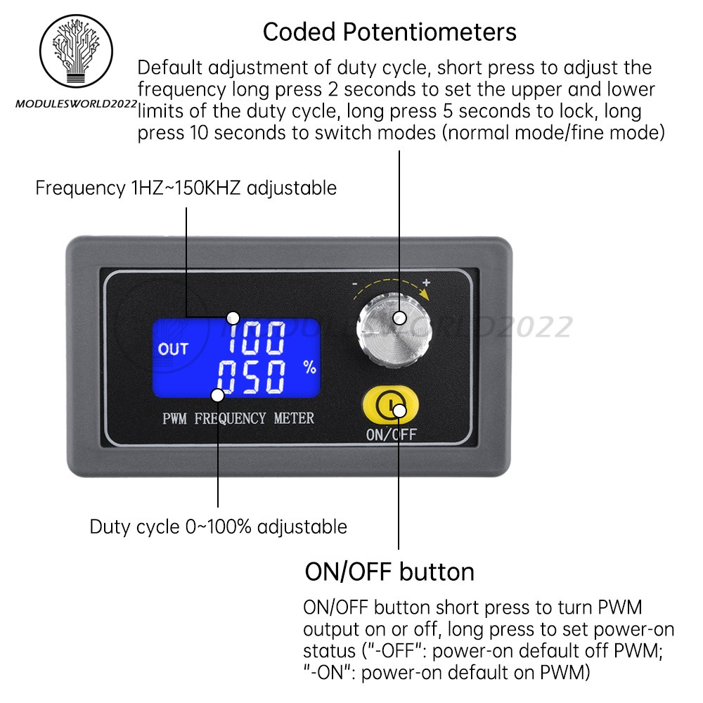 Signal Generator Module Adjustable PWM Pulse Frequency Duty Cycle Square Wave