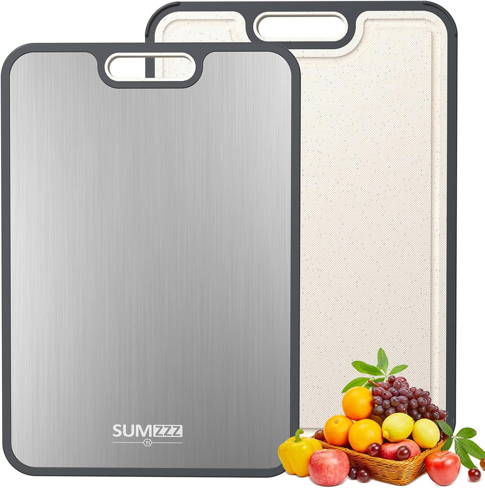Titanium Cutting Board Double-Sided Food Grade Easy Clean Large 15x10.3 Inch