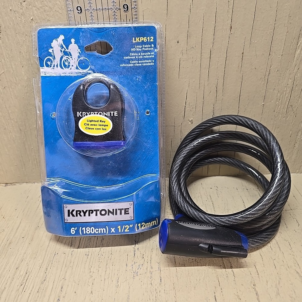 Kryptonite Level 3 6' x 12MM LED Lighted Security Key Cable & Padlock