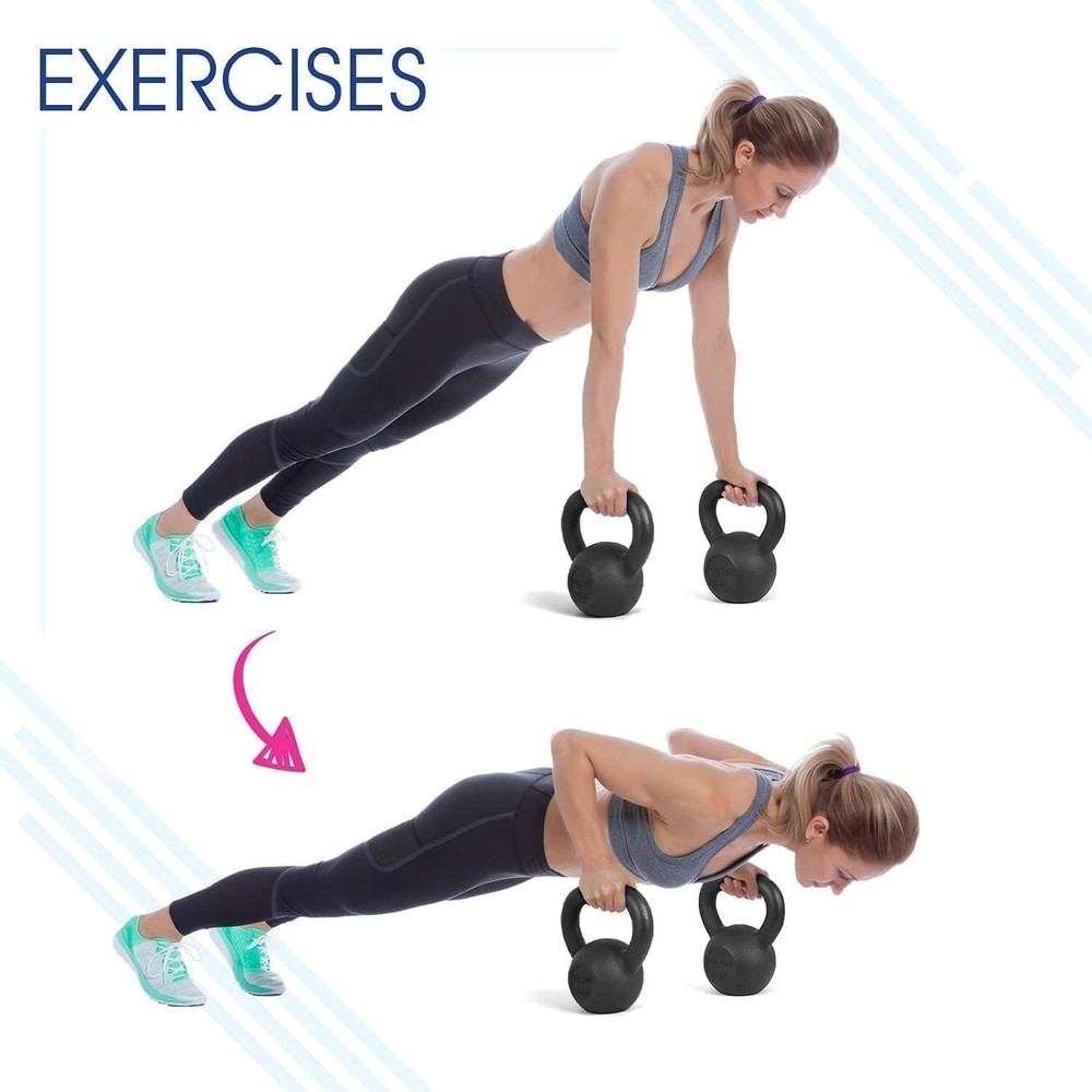 Cast Iron Kettlebell Pair 10LB: Solid Strength Training Weights, Smooth Handle