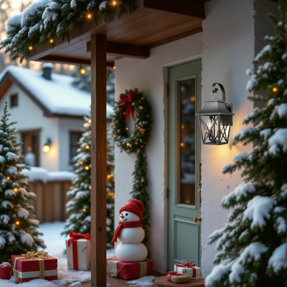 Outdoor Wall Lantern with 2-Light, Modern Waterproof Farmhouse Sconce (1 Pack)