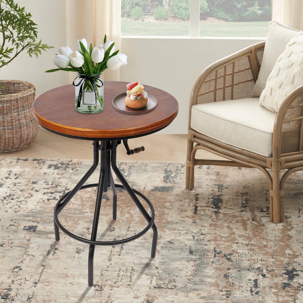 Height Adjustable Side Table Lifting Bar Table Rustic Elegance Style Side Table