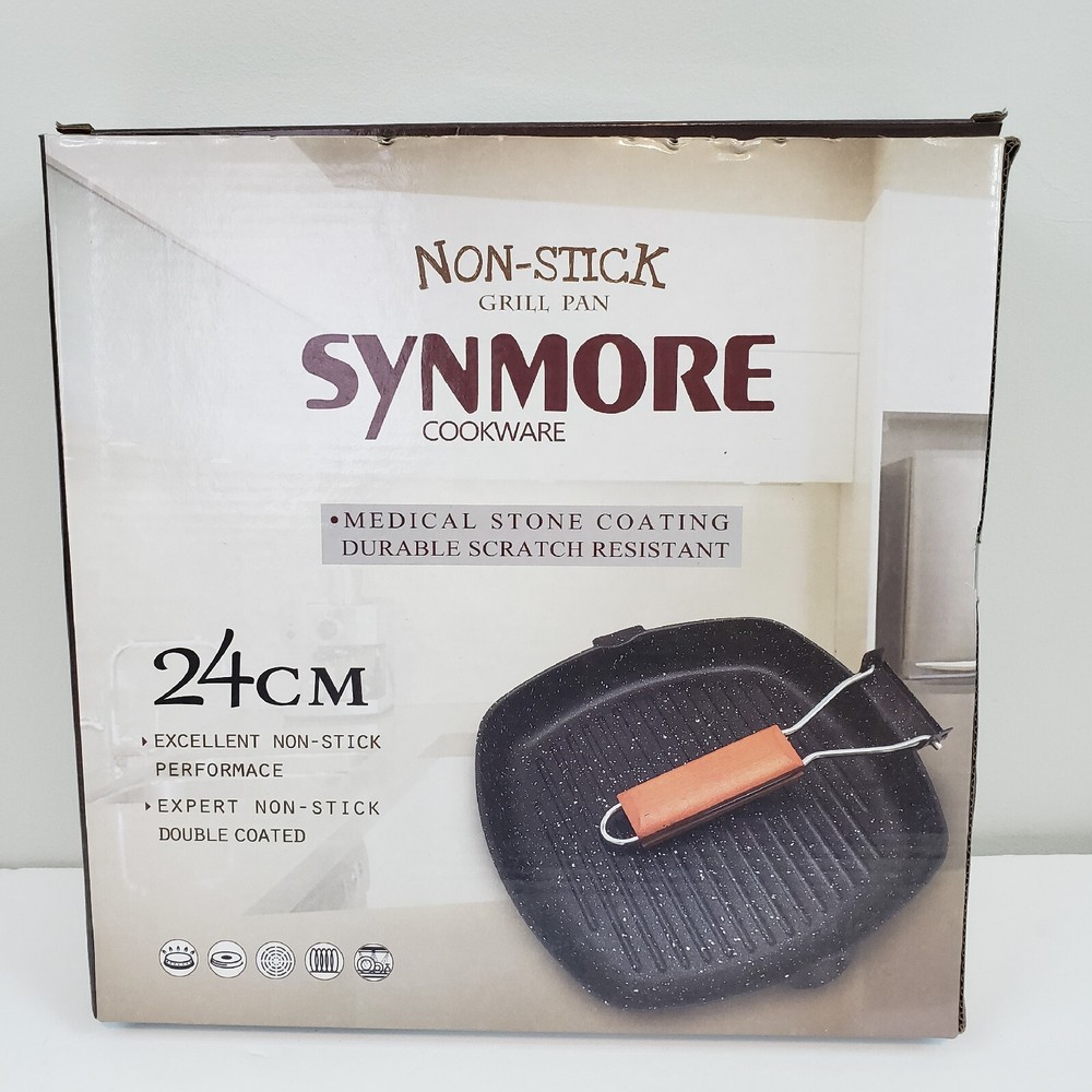 Synmore Cookware Non Stick Stone Grill Fry Pan Scratch Resistant 24cm Foldable