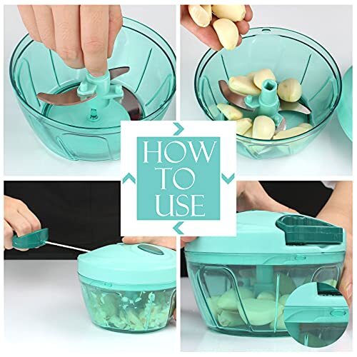 Manual Food Processor Vegetable Chopper, 2 Cup, Blue