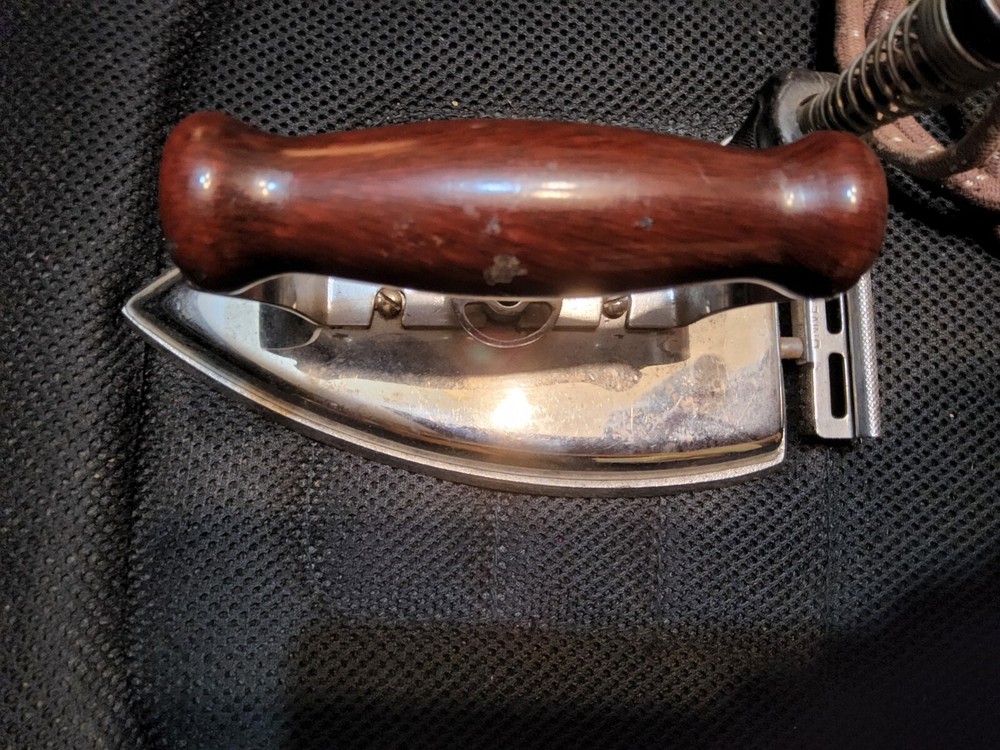 VINTAGE LANDERS FRAY & CLARK FLAT IRON WITH TRIVET  " WORKS"