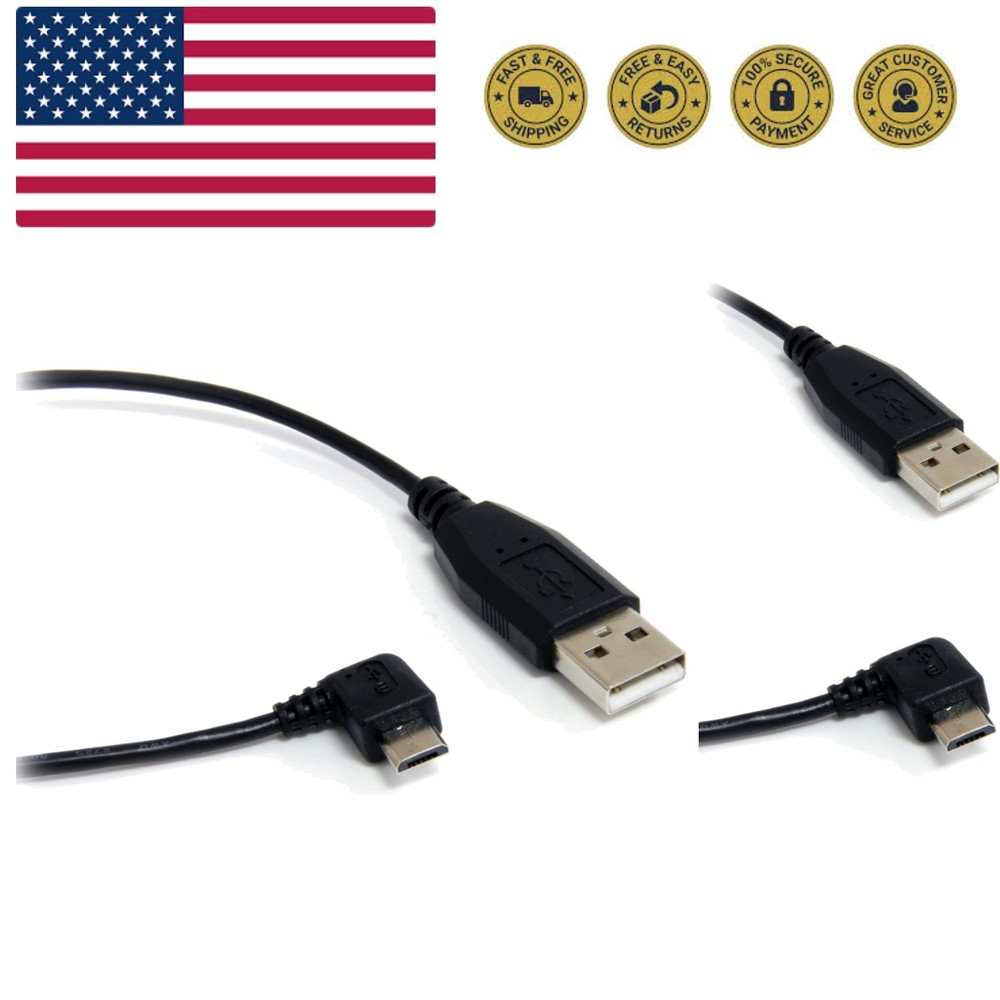 6 ft. 1.8 m Right Angle Micro USB Cable - USB 2.0 A to Right Angle Micro B - ...