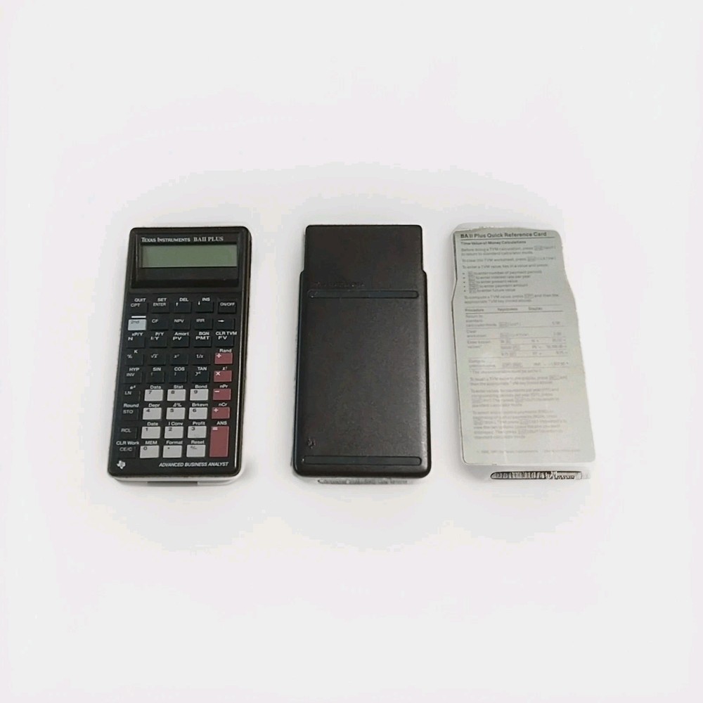 Texas Instruments BA II Plus Financial Calculator with Cover & Quick Reference