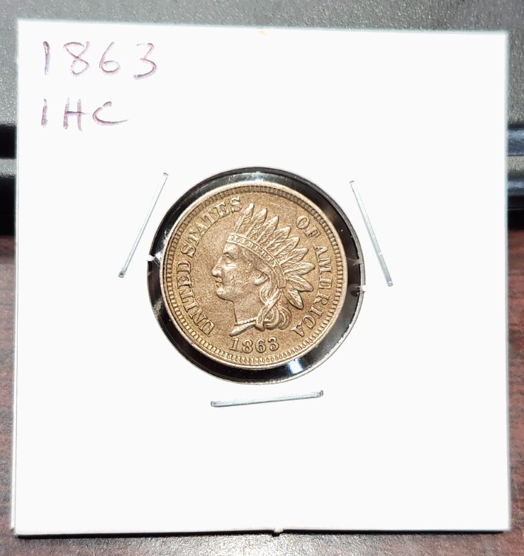 1863 Indian Head Cent - High Grade - Full LIB & 3.5 Diamonds