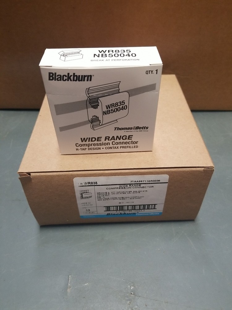 10 -PACK THOMAS & BETTS BLACKBURN WR835 WIDE RANGE COMPRESSION CONNECTOR H-TAP