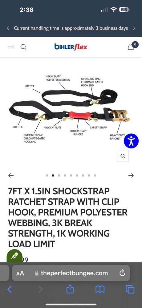 ShockStrap 1.5" Ratchet Tie Downs 7RSBKP