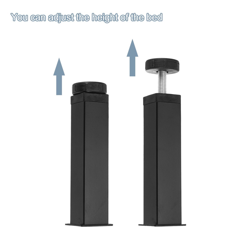 2 Pcs Adjustable Height Center Support Leg, 8" Bed Support Legs, Black