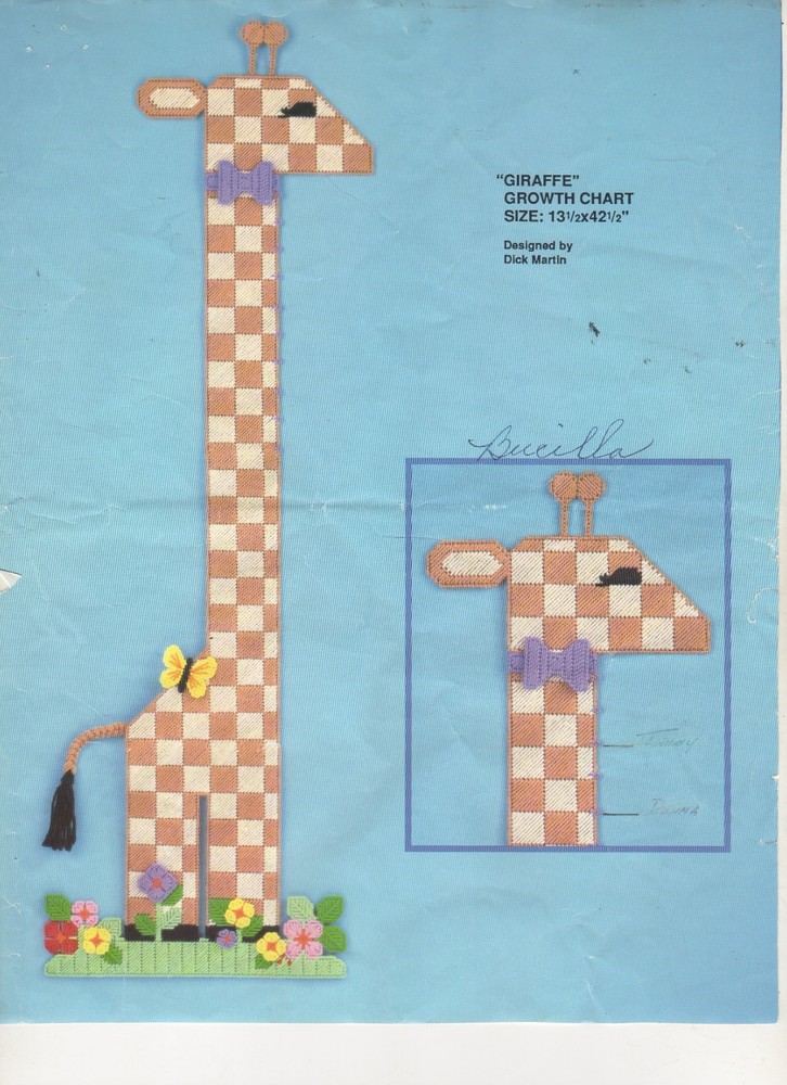 GIRAFFE GROWTH CHART  7ct plastic canvas  PATTERN  (#TF0292)