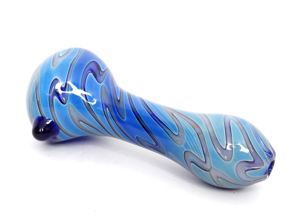 Heady Pattern Glass Hand Pipe – Unique Blue Color Pattern