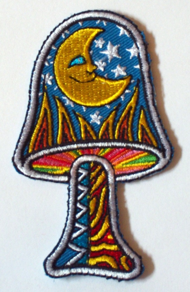 Mushroom Night Patch Embroidered Dan Morris Jacket Backpack Moon Stars Groovy