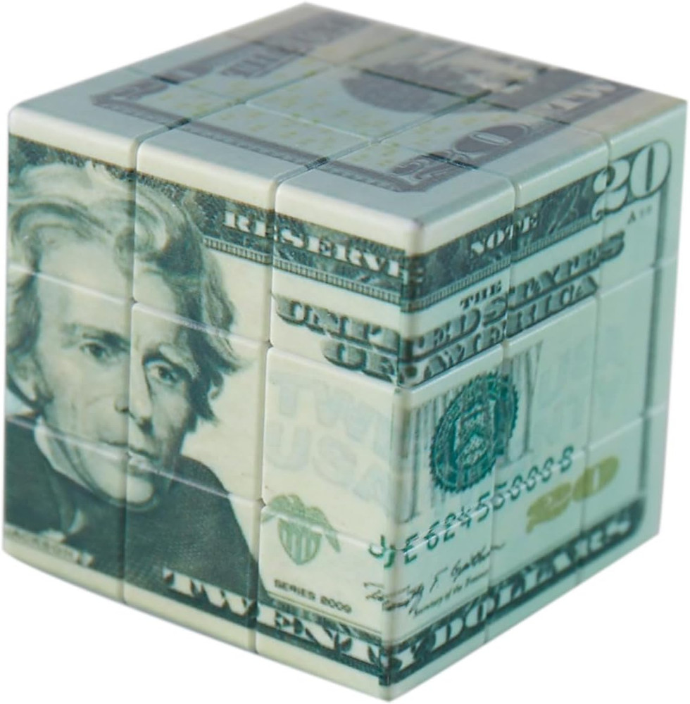 Speed Cube 3X3 Ten-Dollar Notes/Bill Back Pattern Magic Cube Puzzle,Iq Games Puz