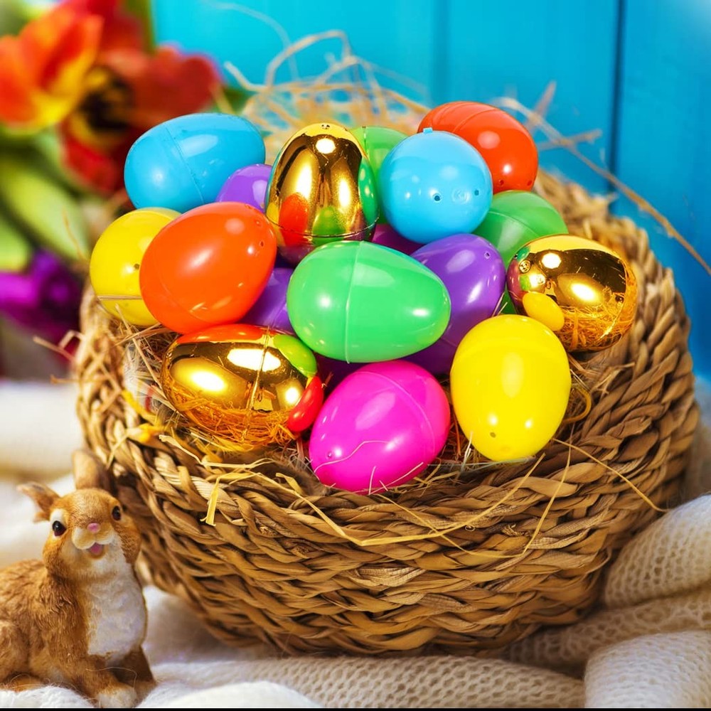 288 Easter Eggs -2.36" Bright Colors Plastic Easter Eggs Empty Include 18 Gol...